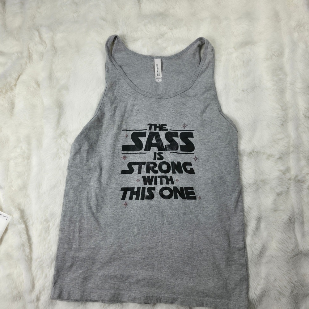 Bella + Canvas Tank Top Women Small Grey Excellent Sass Strong Graphic 676